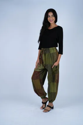 224554 Patchwork Stone-Washed Cotton Palazzo Pants