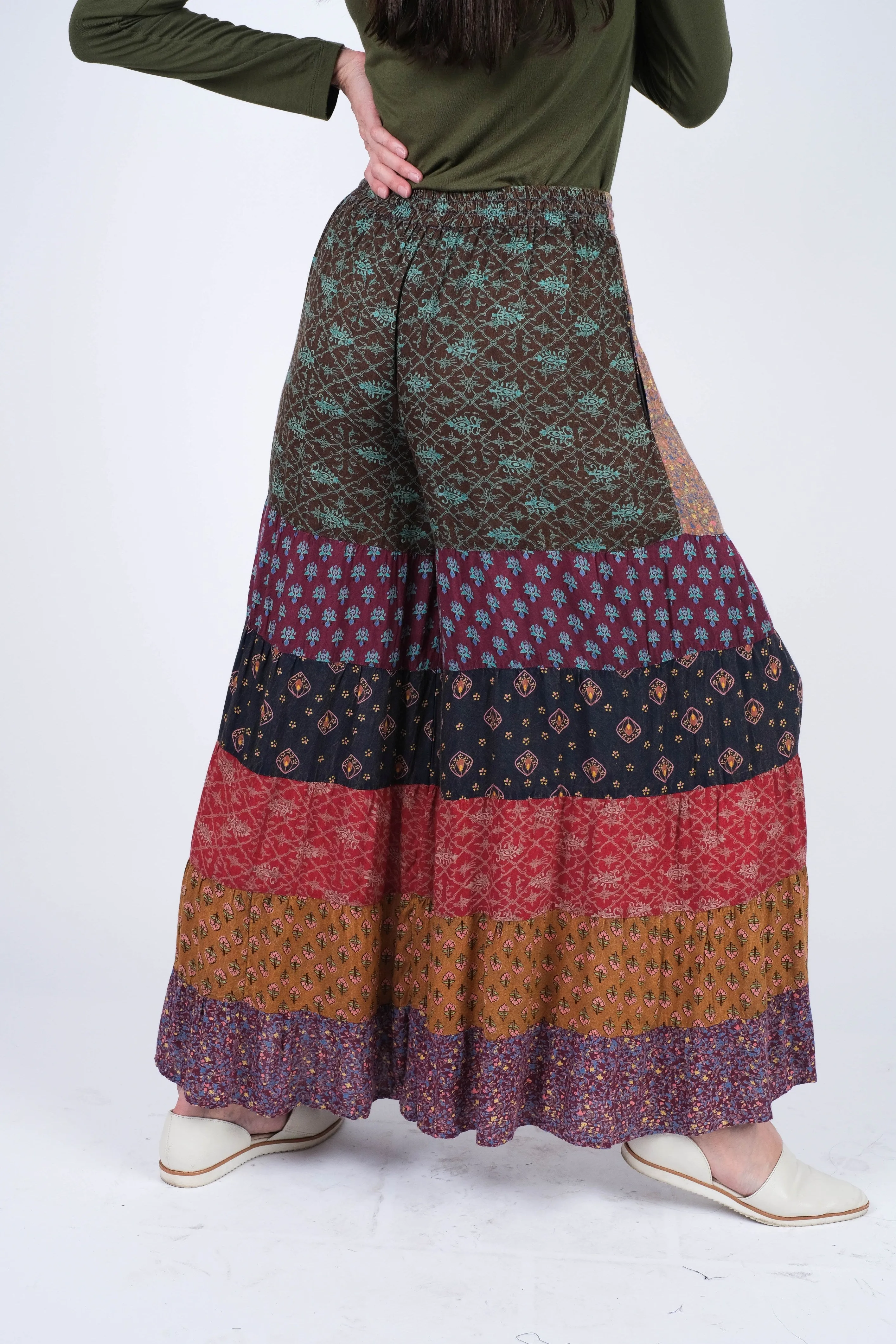 224606 Patchwork Rayon Palazzo Pants