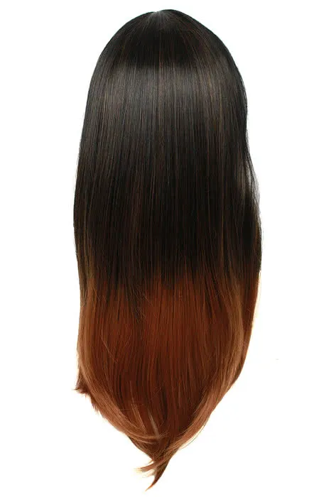 55CM Long Fashion Wig  of Mixed Black and Brown Straight Hair