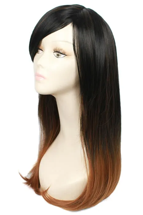 55CM Long Fashion Wig  of Mixed Black and Brown Straight Hair