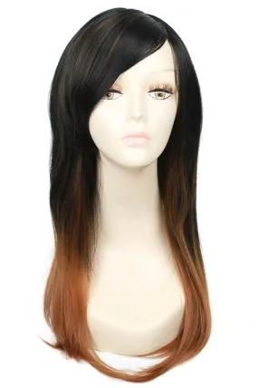 55CM Long Fashion Wig  of Mixed Black and Brown Straight Hair