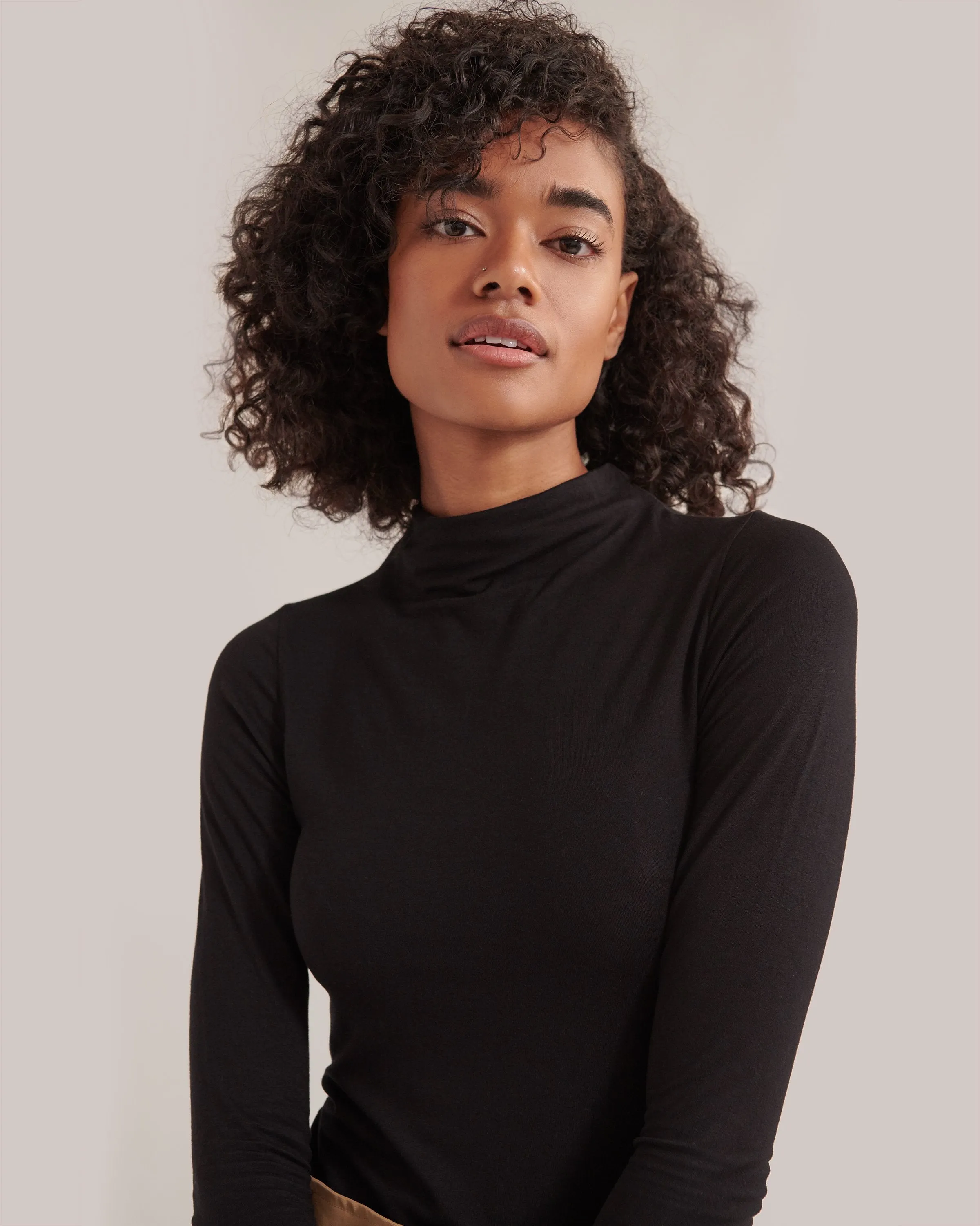 Anya Mock-Neck Long-Sleeve Tee
