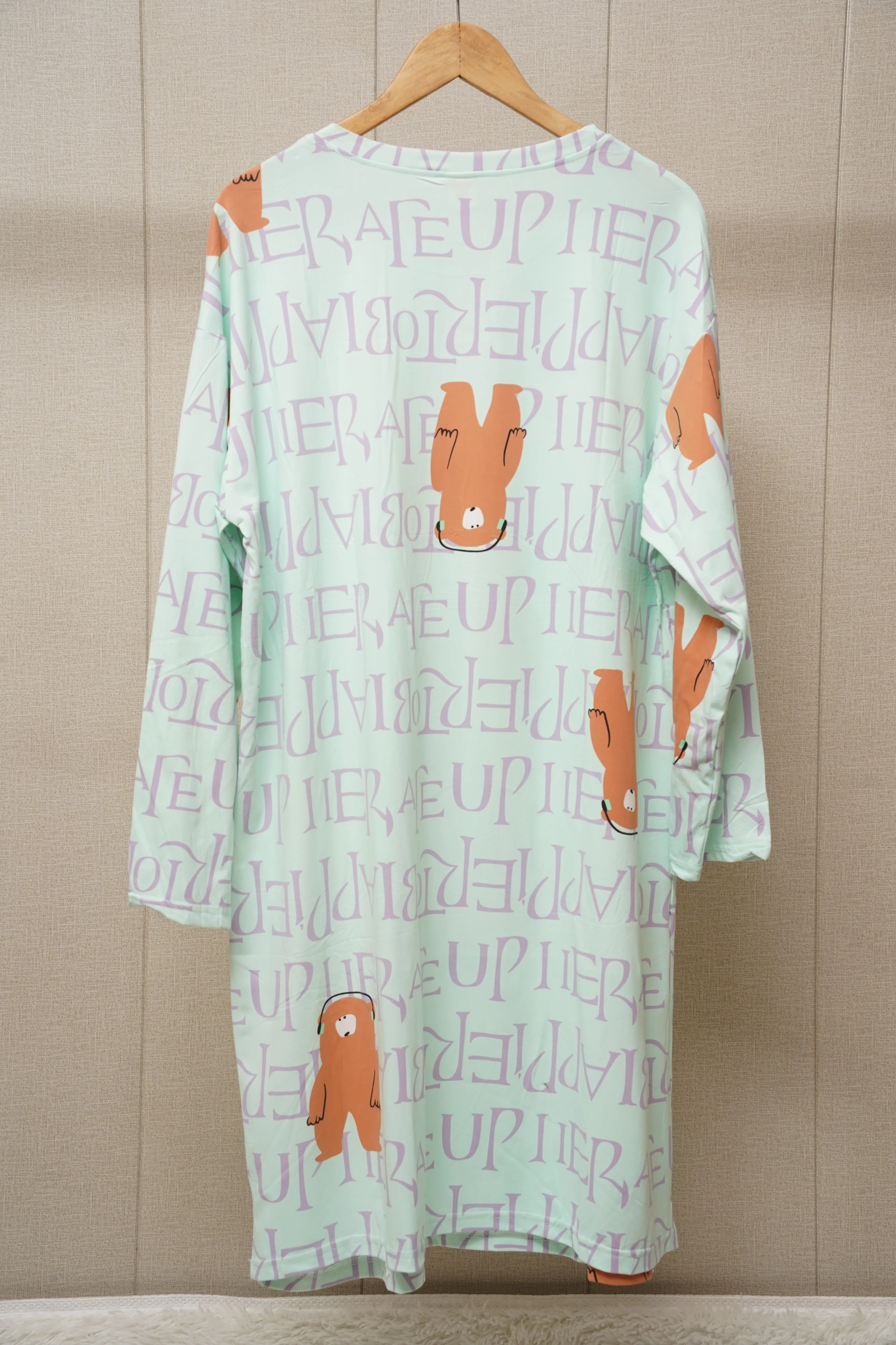 Bear wide neck long sleeve shirt