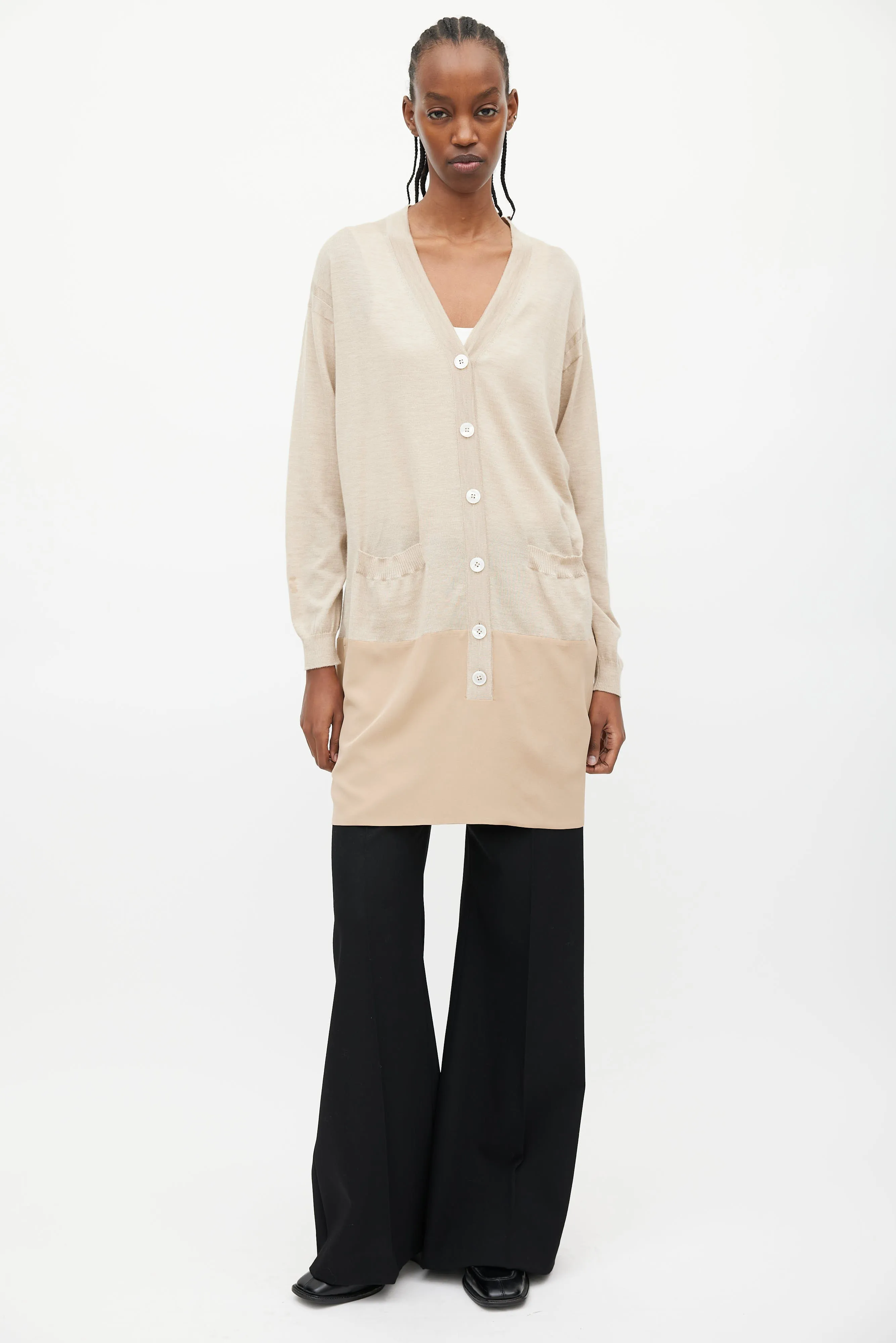 Beige Cashmere & Silk Cardigan Dress