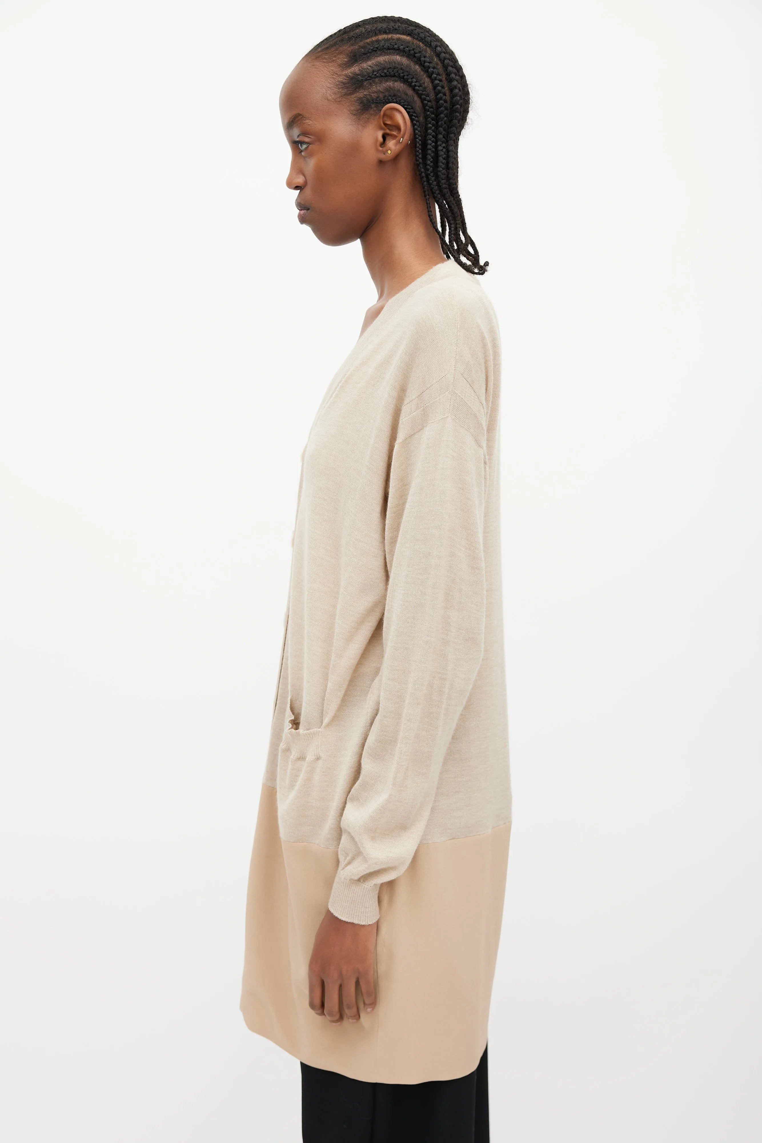 Beige Cashmere & Silk Cardigan Dress