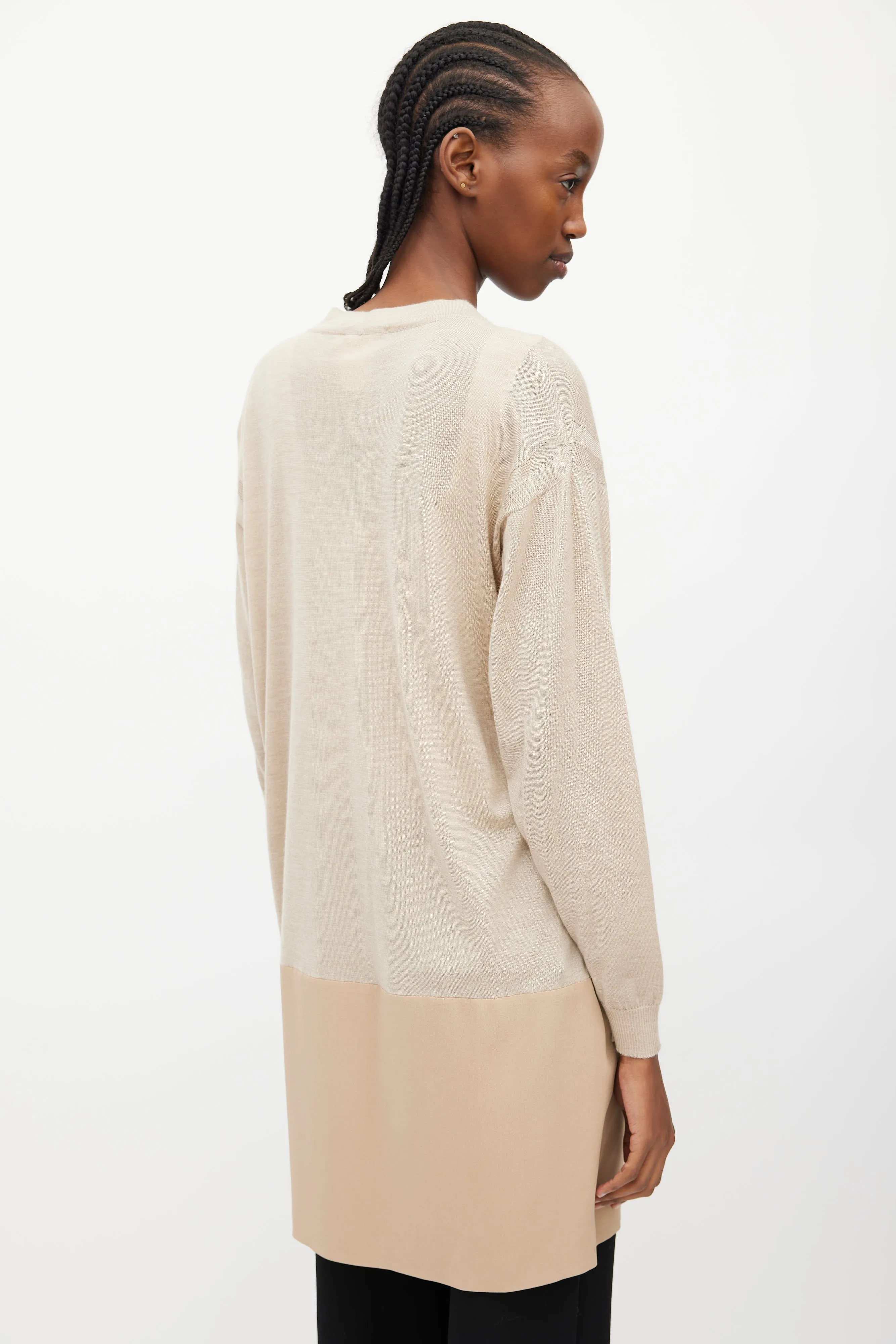 Beige Cashmere & Silk Cardigan Dress