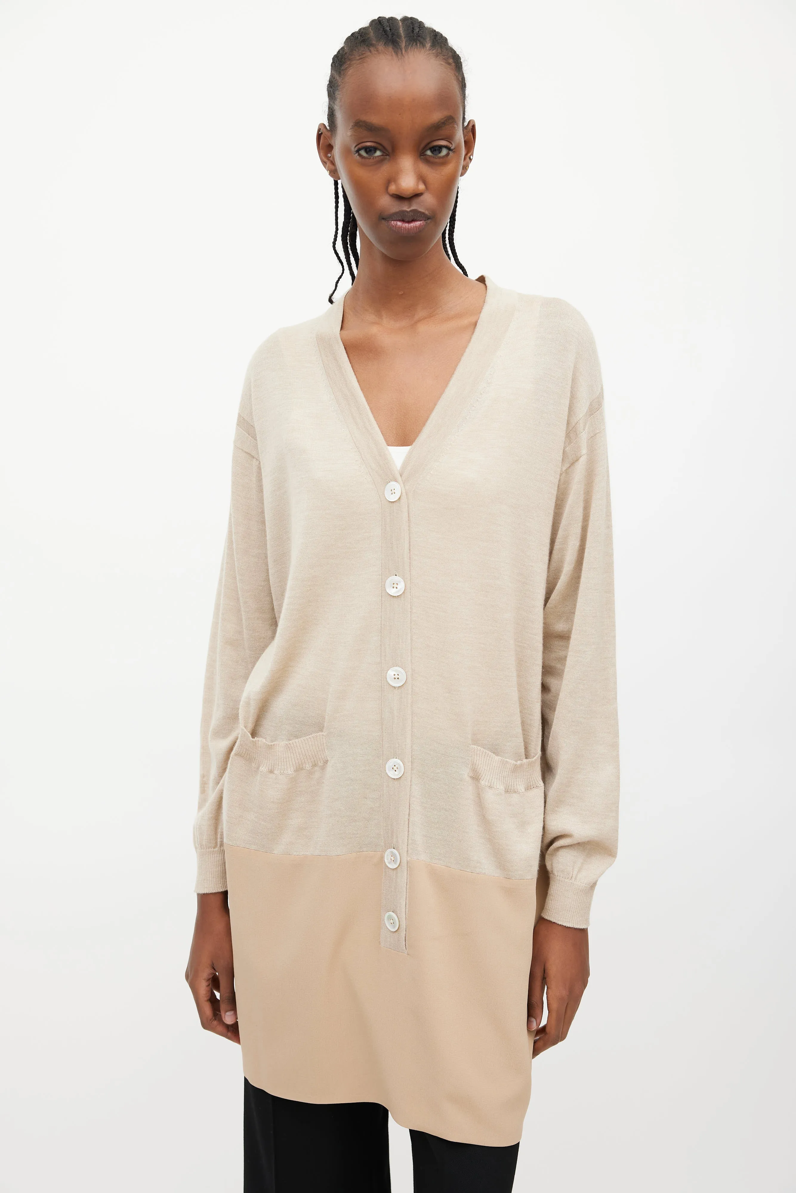 Beige Cashmere & Silk Cardigan Dress