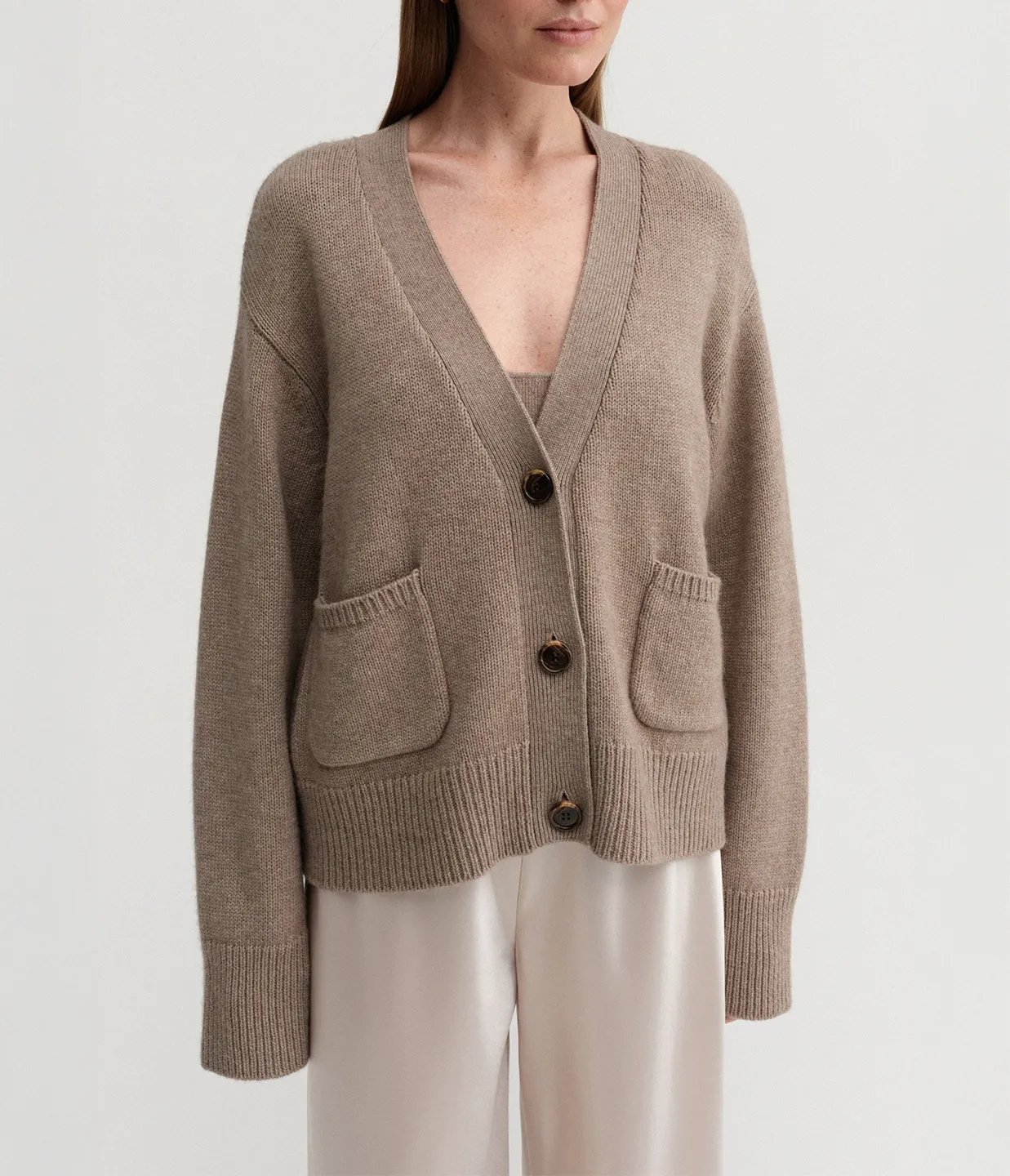 Beja Cashmere and Merino Cardigan in Nougat