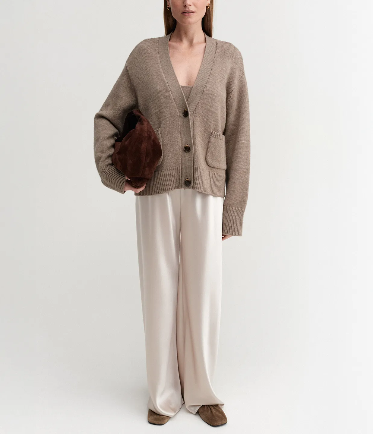 Beja Cashmere and Merino Cardigan in Nougat