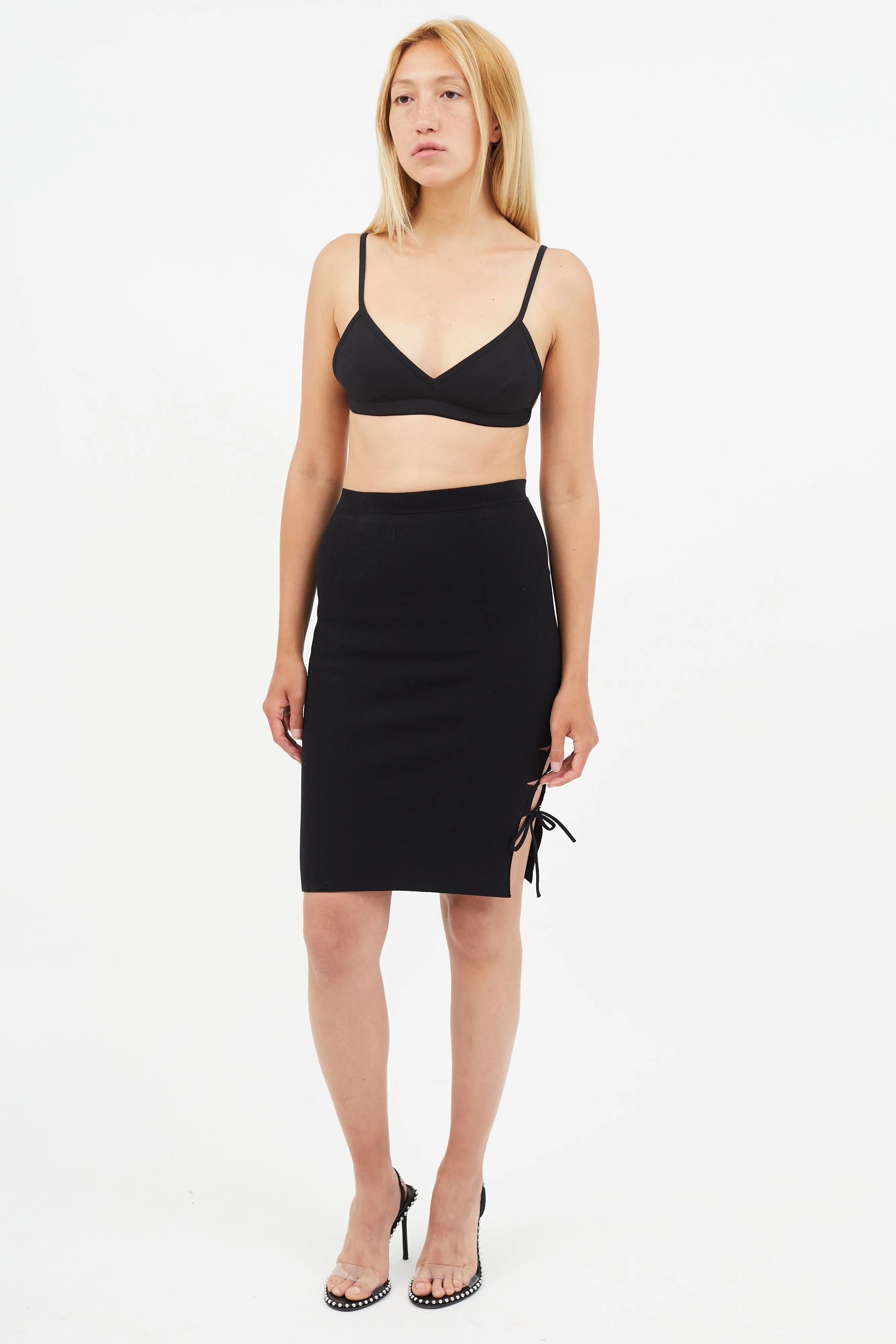 Black Tie Cut Out Skirt