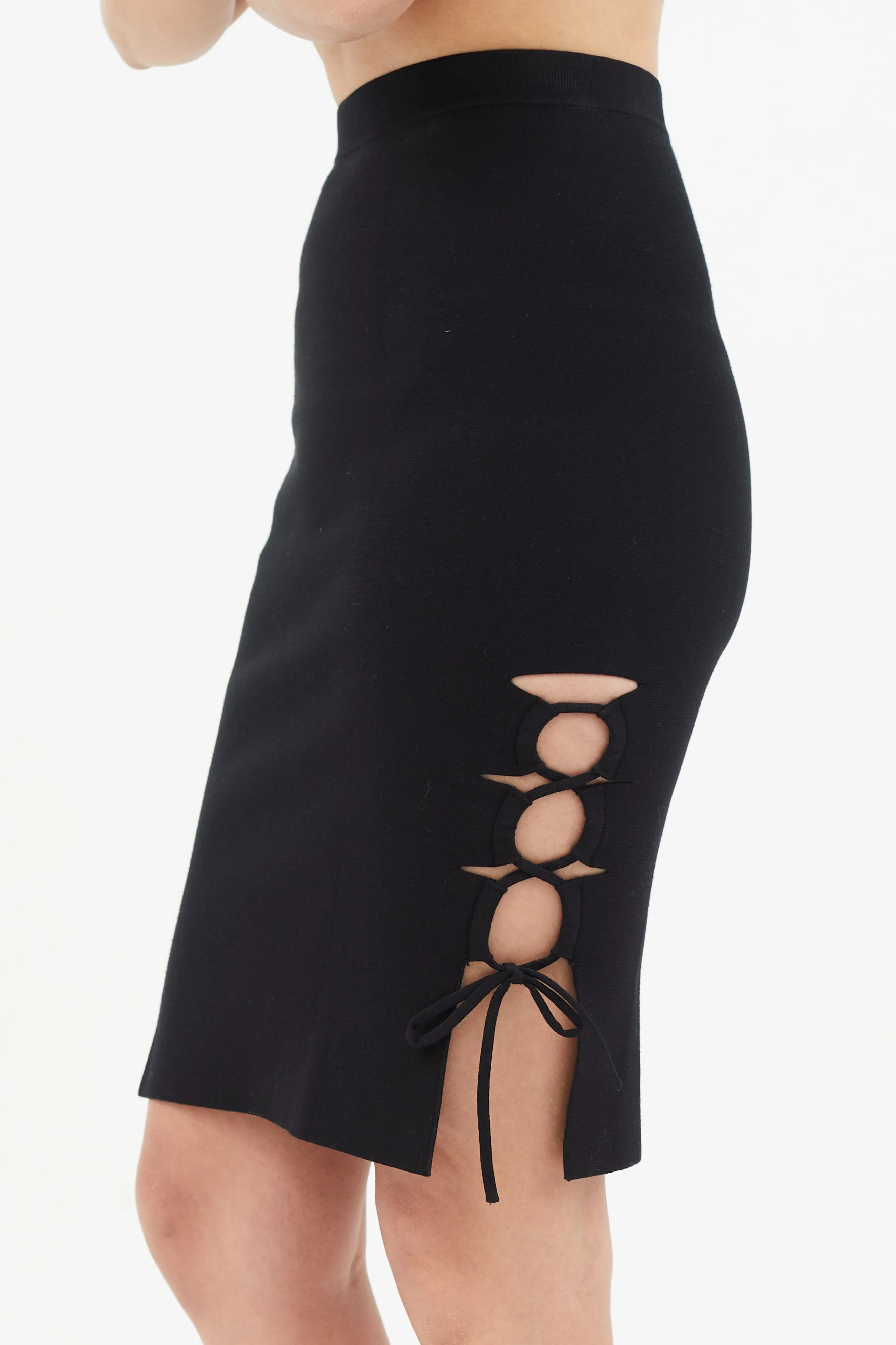 Black Tie Cut Out Skirt