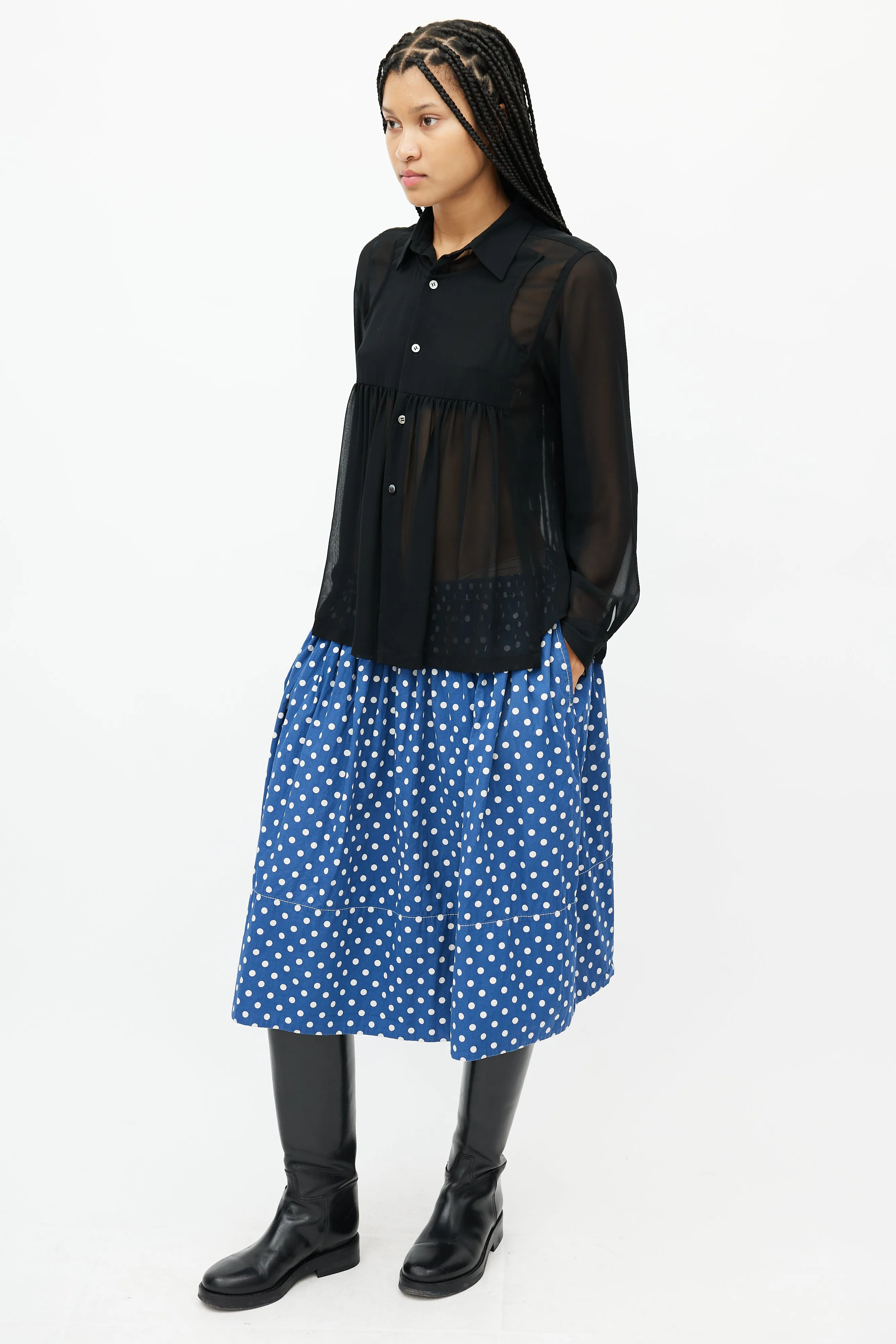 Blue & White Polka Dot Skirt