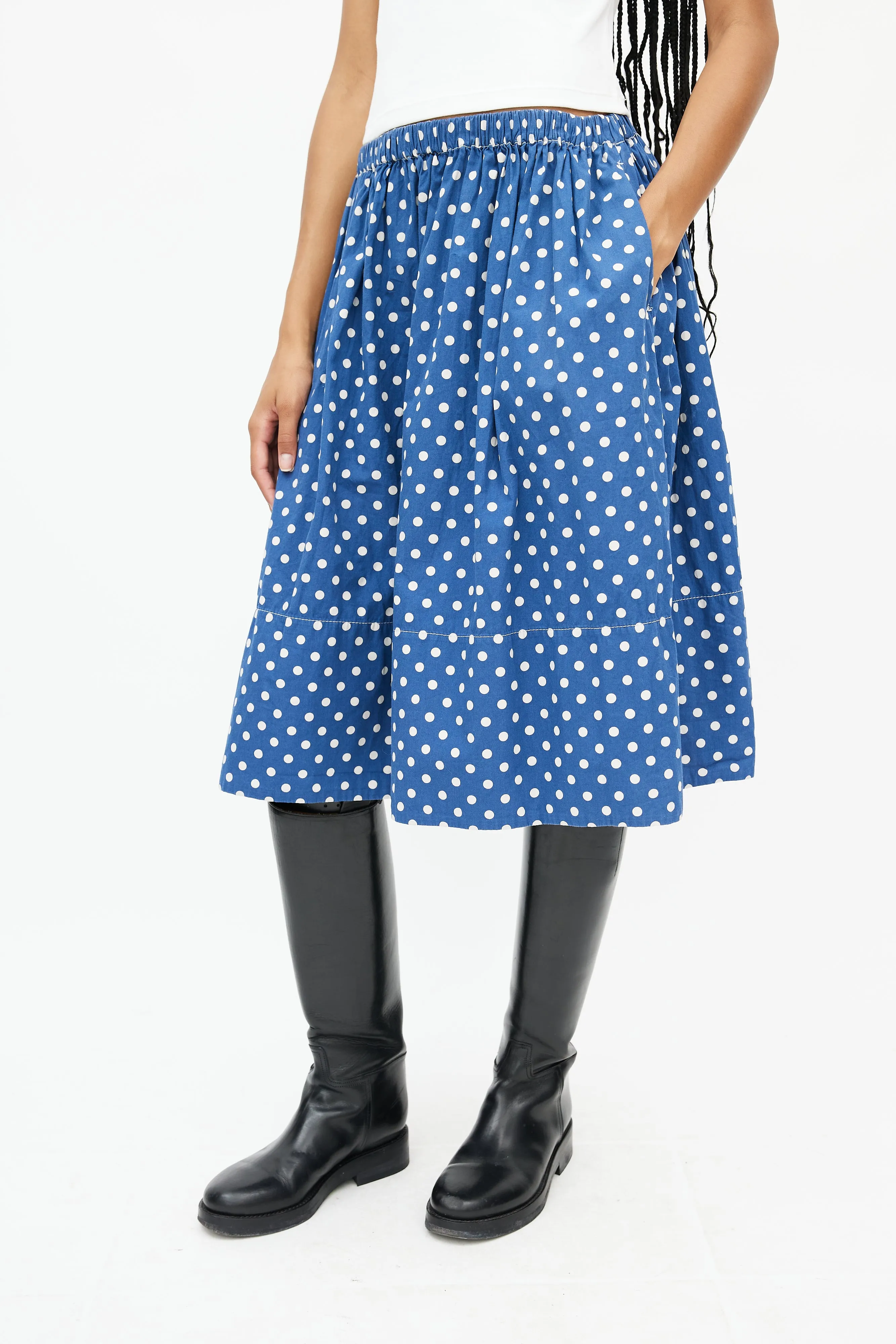Blue & White Polka Dot Skirt