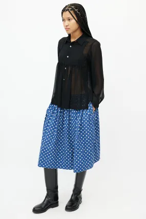 Blue & White Polka Dot Skirt