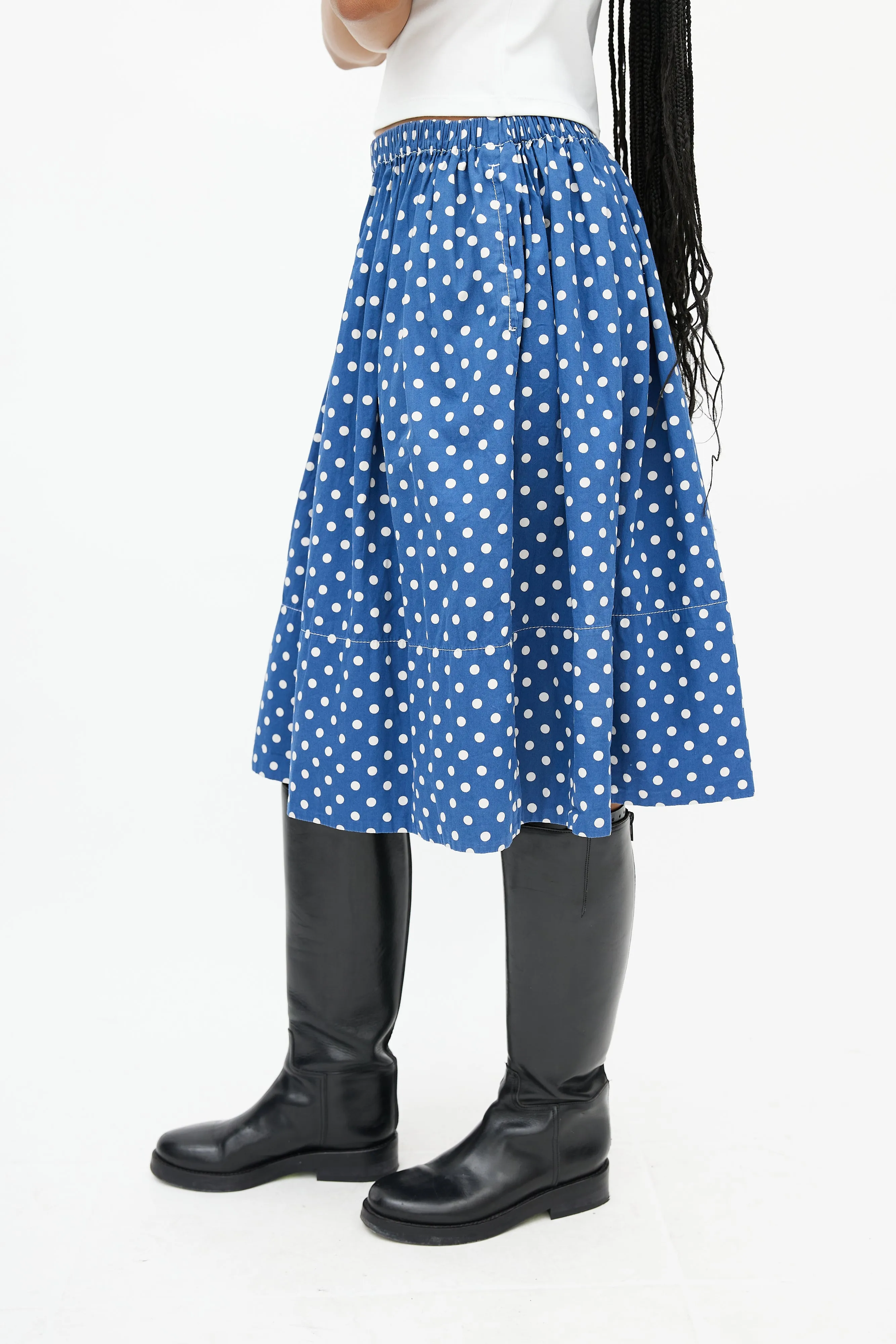 Blue & White Polka Dot Skirt