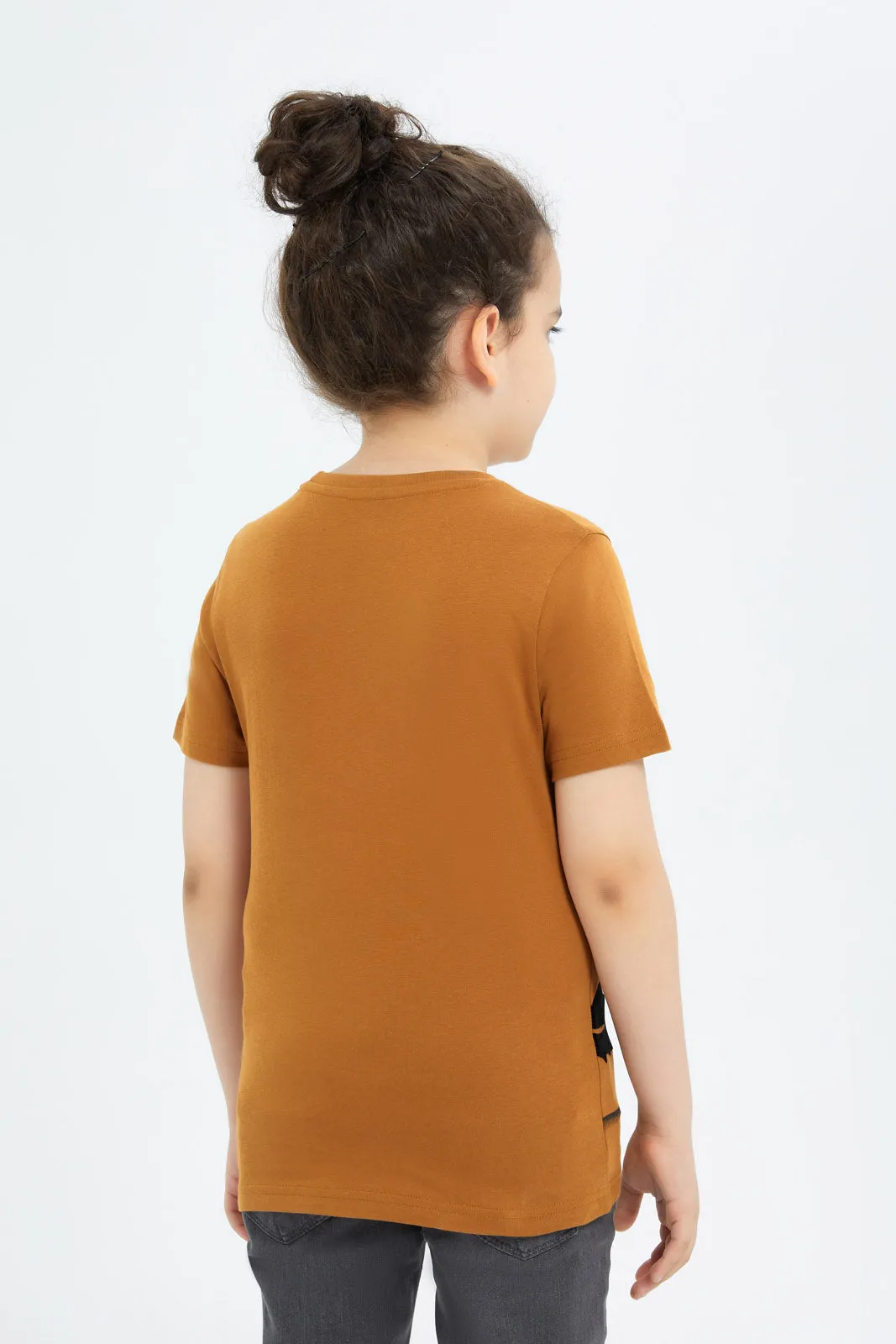 Boys Mustard Printed T-Shirt