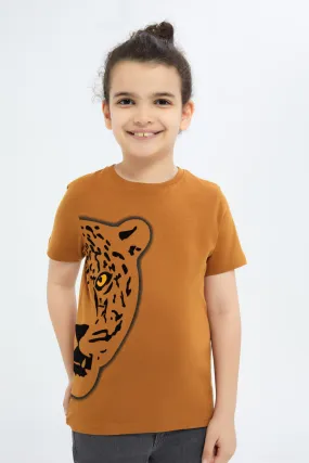 Boys Mustard Printed T-Shirt