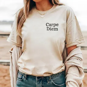Carpe Diem t-shirt, hand printed UNISEX tshirt, calligraphy tee, minimalist fashion, unique clothing, gift for her or him, ethical fashion