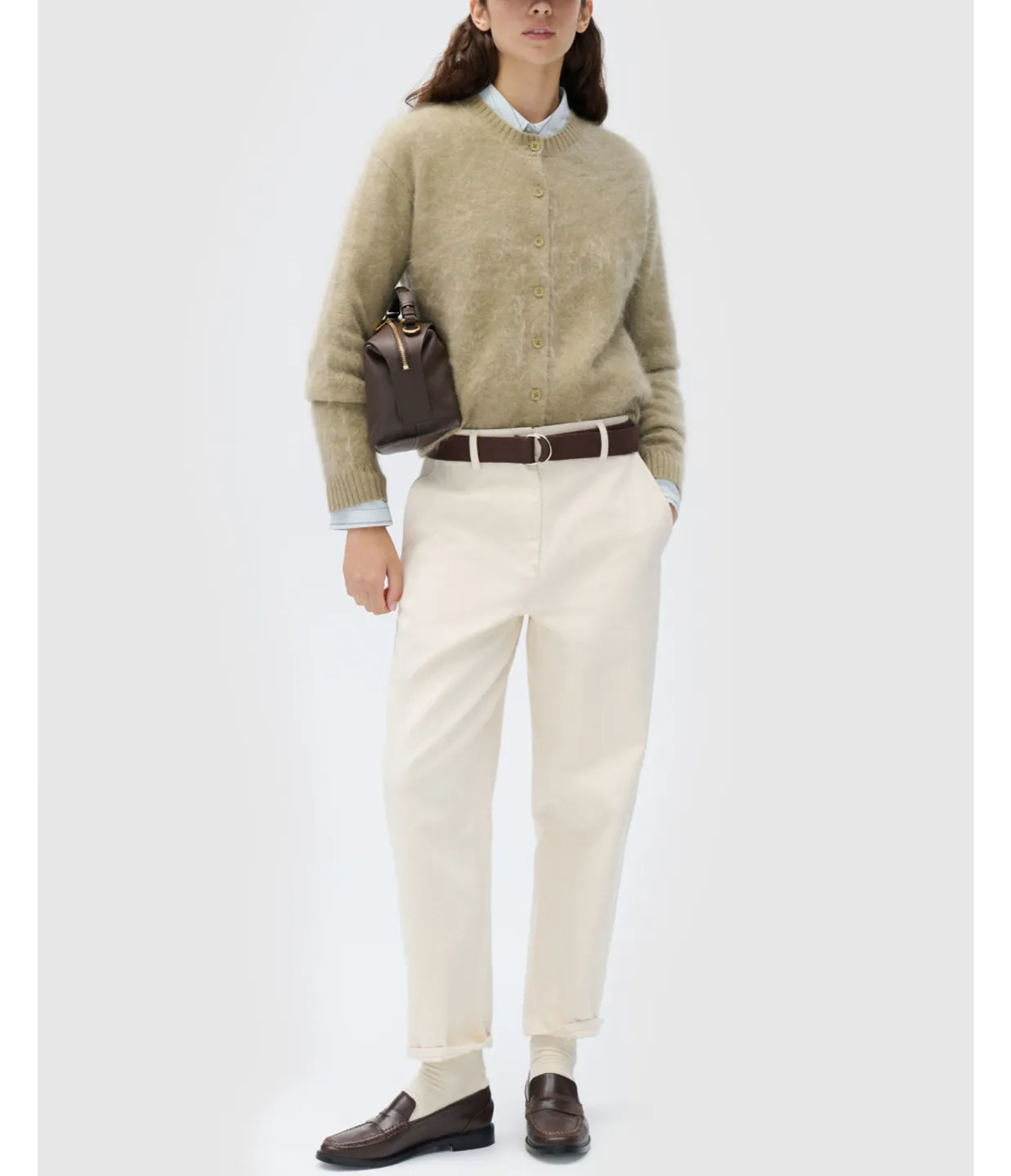 Cashmere Blend Cardigan in Dark Putty