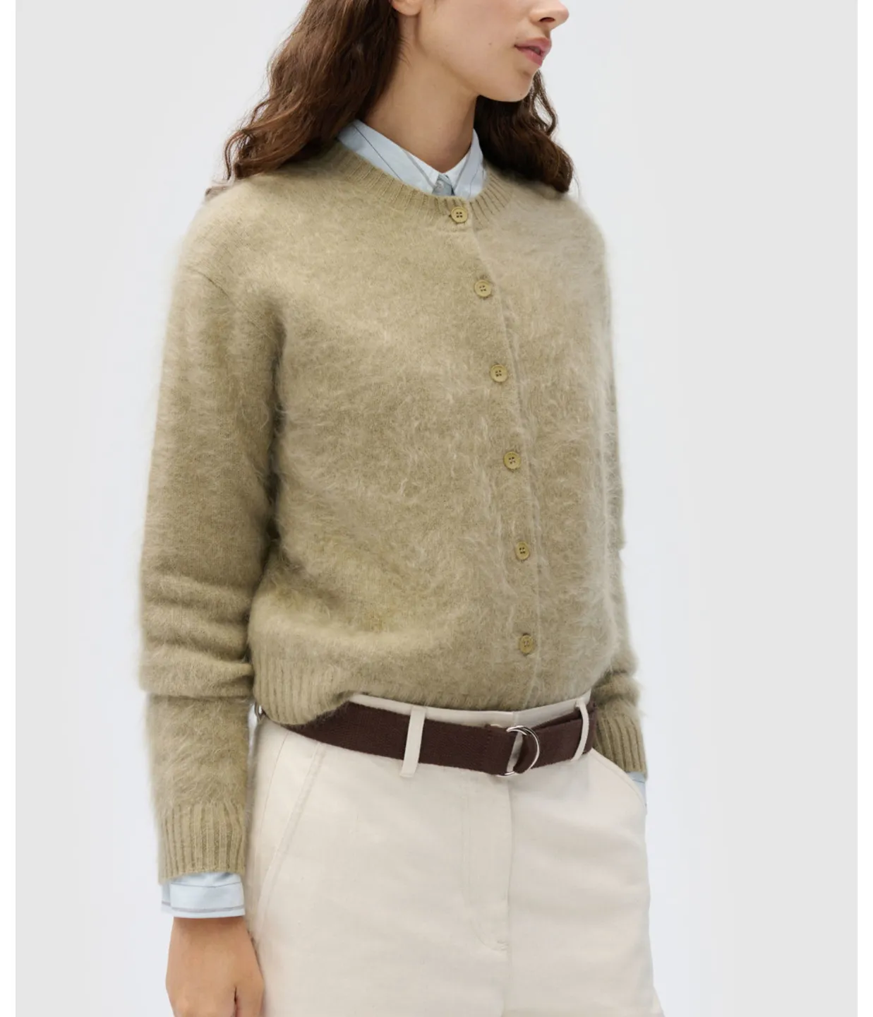 Cashmere Blend Cardigan in Dark Putty