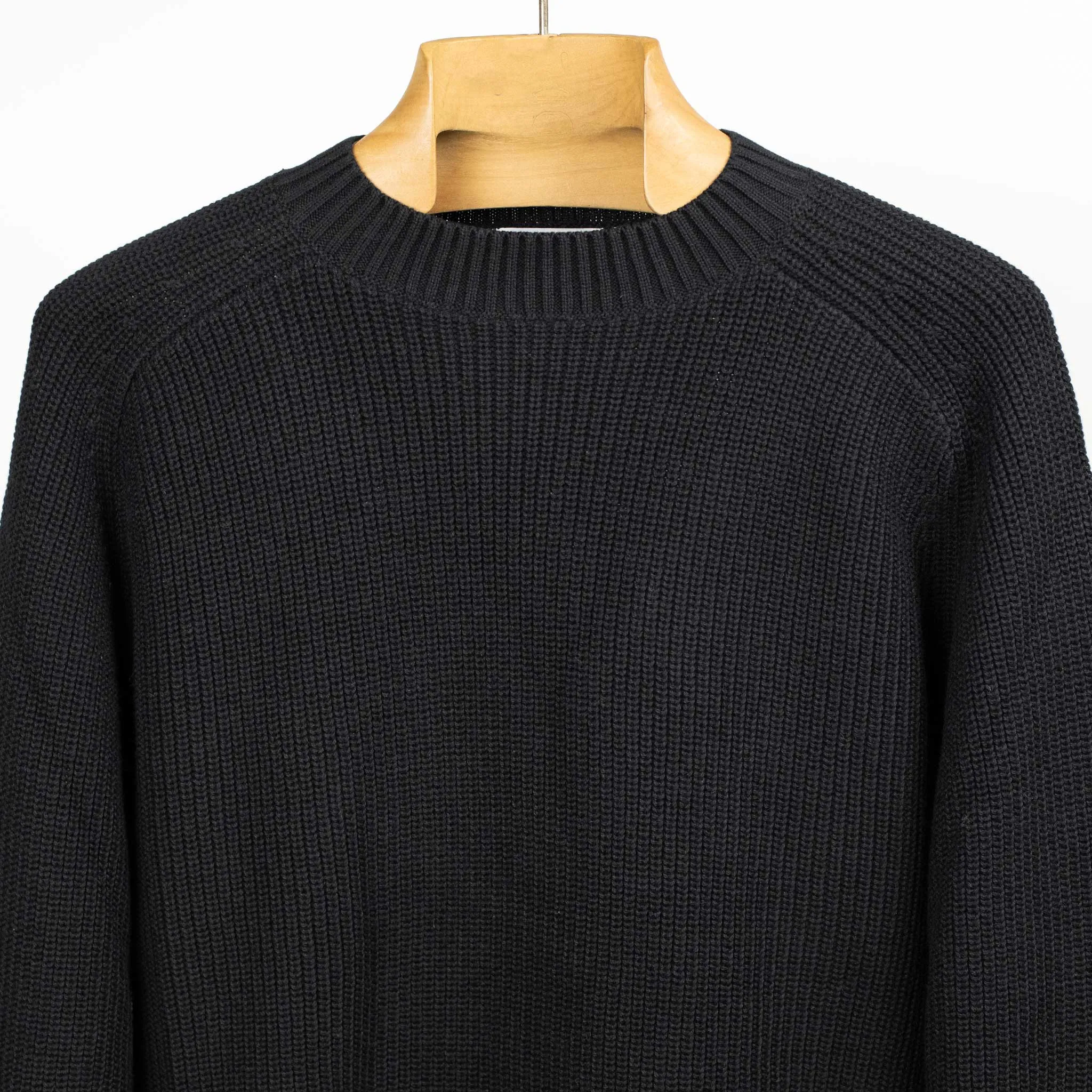 Crewneck sweater in black pima cotton