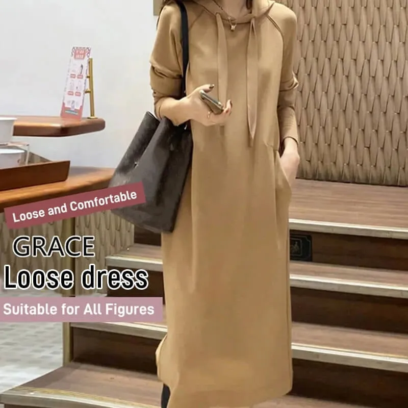 Fashion hooded sweatshirt solid color casual dress