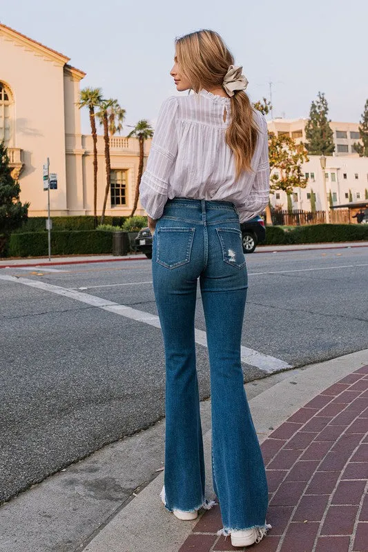 Flying Monkey High Rise Raw Hem Flares