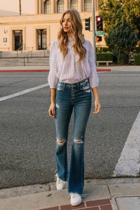 Flying Monkey High Rise Raw Hem Flares