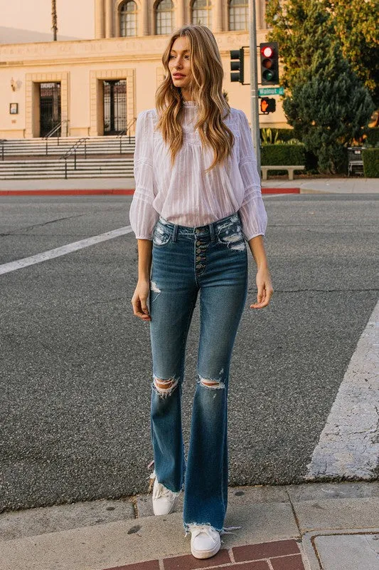 Flying Monkey High Rise Raw Hem Flares