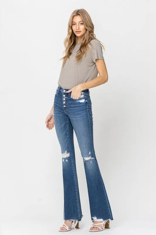 Flying Monkey High Rise Raw Hem Flares