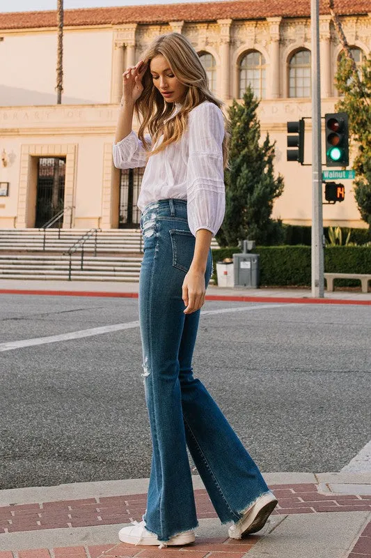 Flying Monkey High Rise Raw Hem Flares