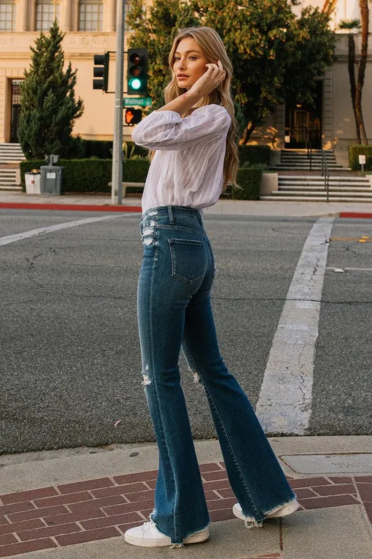 Flying Monkey High Rise Raw Hem Flares