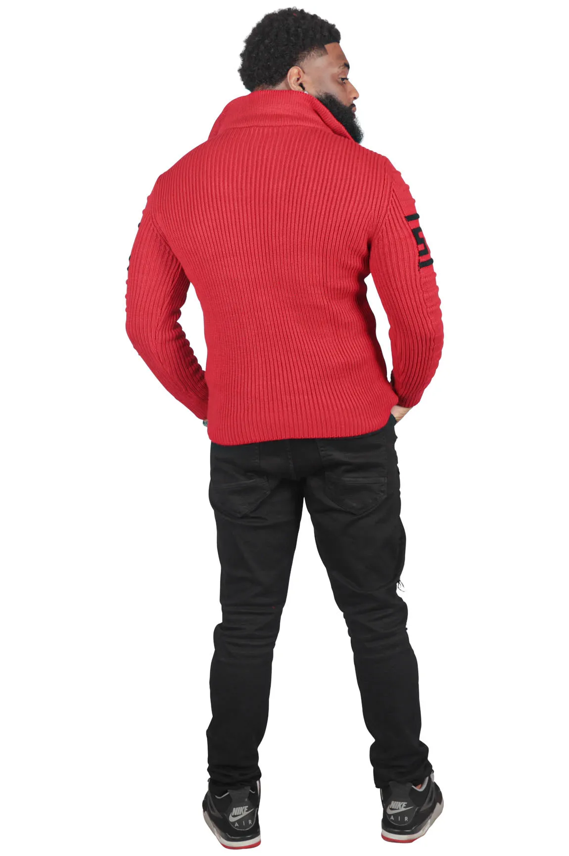 Greek Style Ribbed Fitted Sweater, Tan or Red