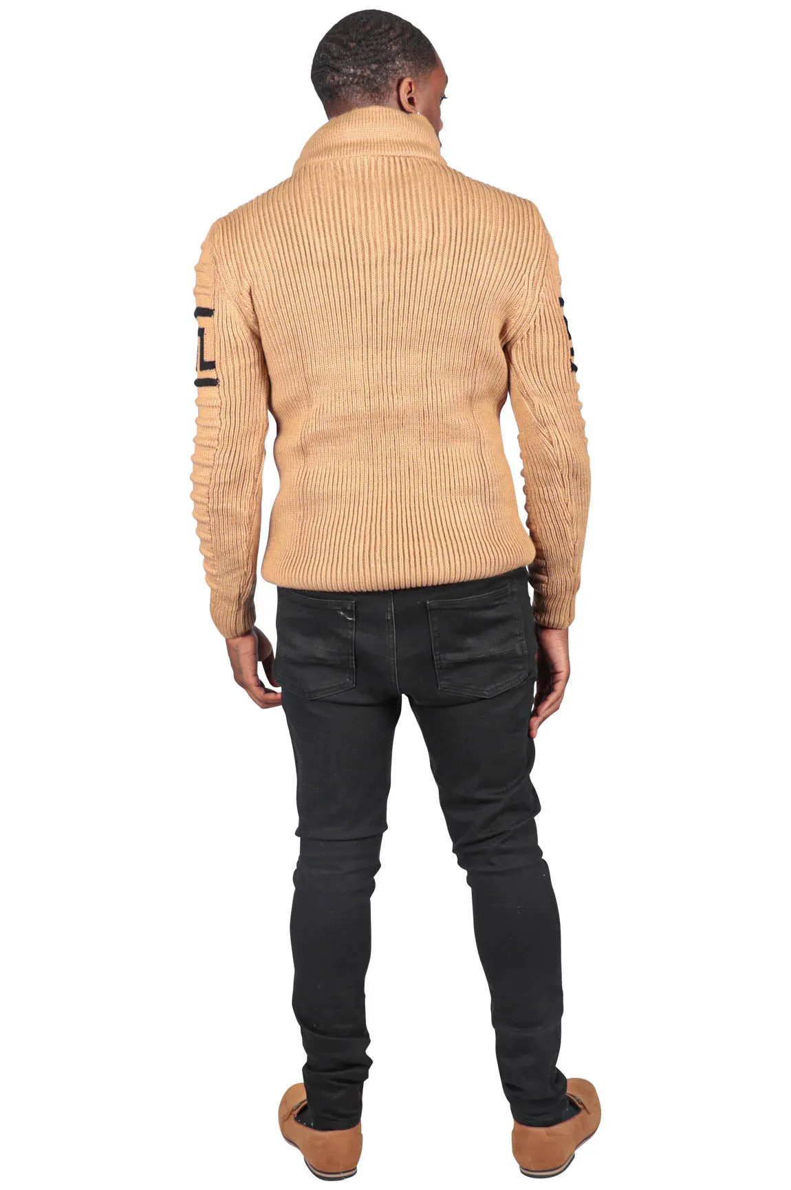 Greek Style Ribbed Fitted Sweater, Tan or Red