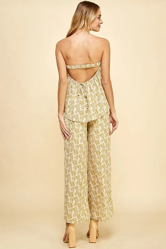 Green Multi Floral Print Wide-Leg Pants