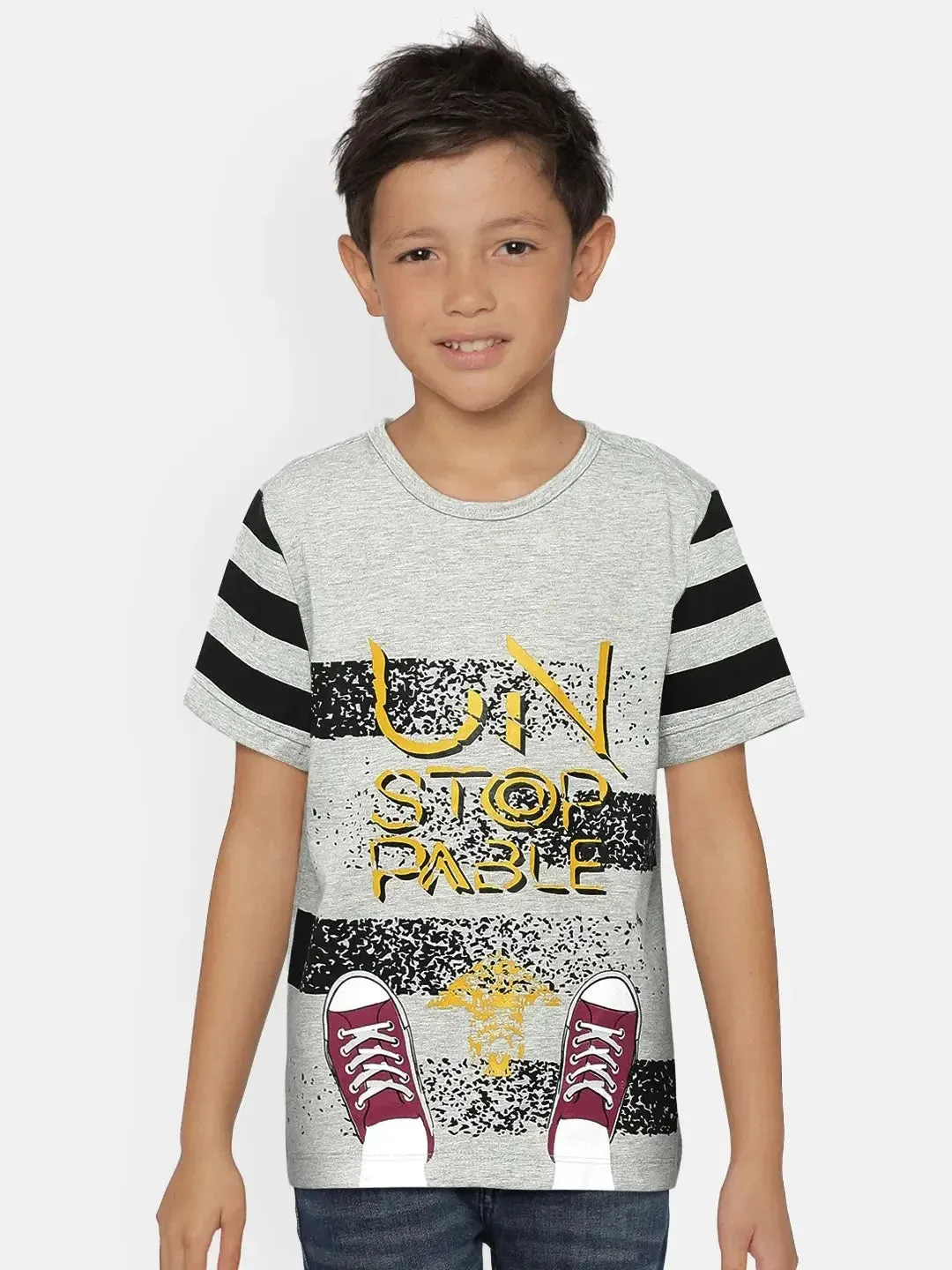 Grey Heather Unstoppable Printed T-shirt