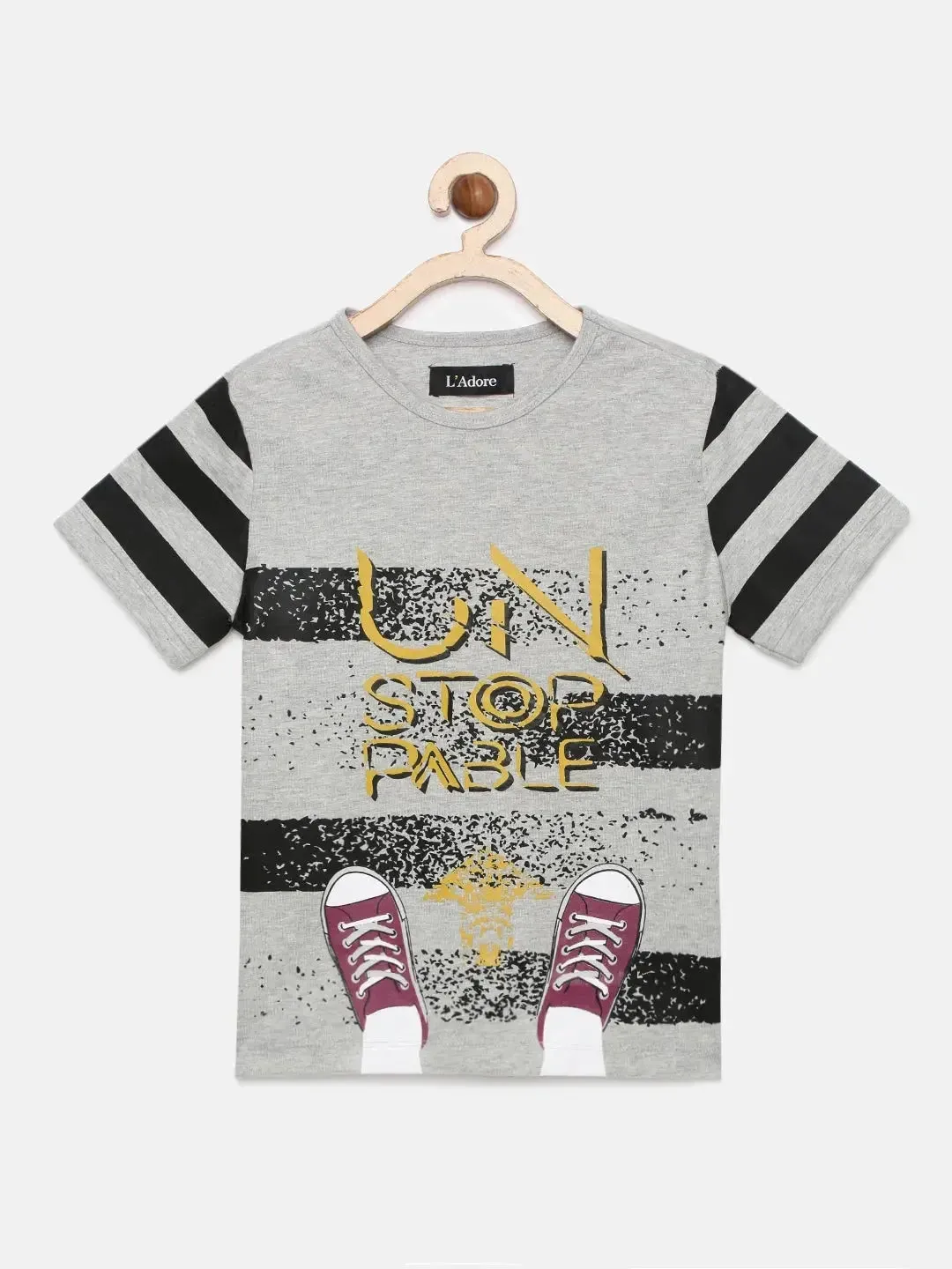 Grey Heather Unstoppable Printed T-shirt