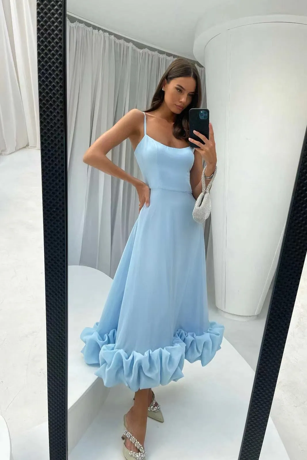 hulianfu Big Swing Three-dimensional Flower A-line Shape Slip Dress For Women  Fashion Summer Solid Vacation Sling Dress Party Dress