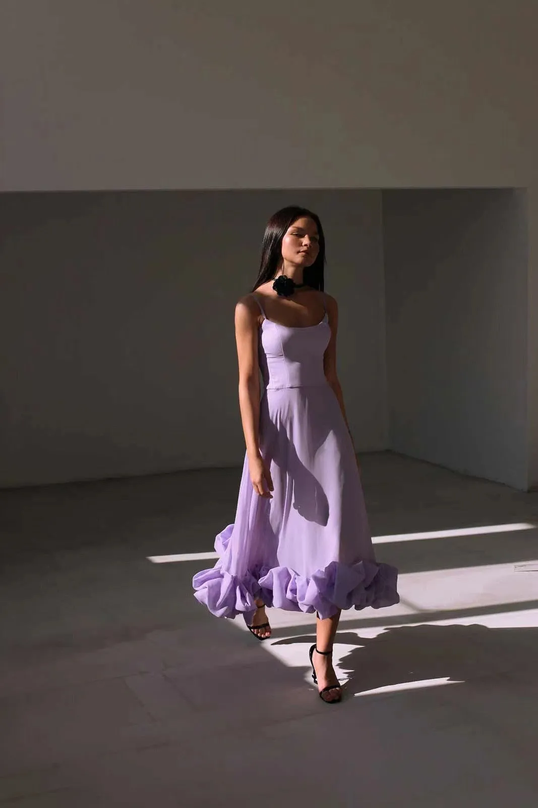 hulianfu Big Swing Three-dimensional Flower A-line Shape Slip Dress For Women  Fashion Summer Solid Vacation Sling Dress Party Dress