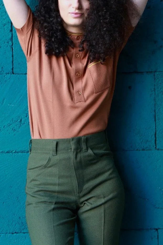 IRIL 70s Round Neck Buttoned Shirt