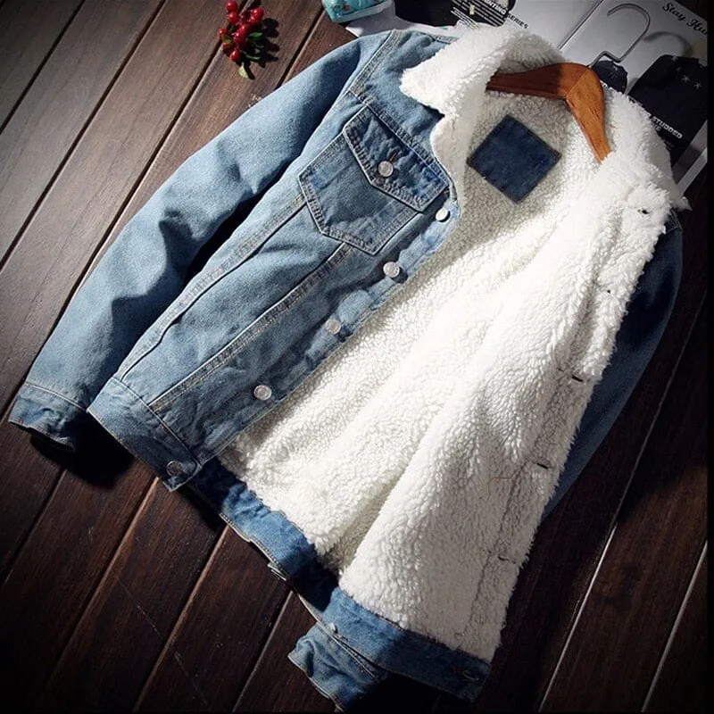 Jaqueta Jeans Oversized Masculina - Forrada com Lã