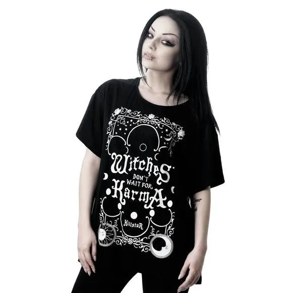Karma Top | Oversized Scoop Neck Soft Cotton Black & White Woman's Tee
