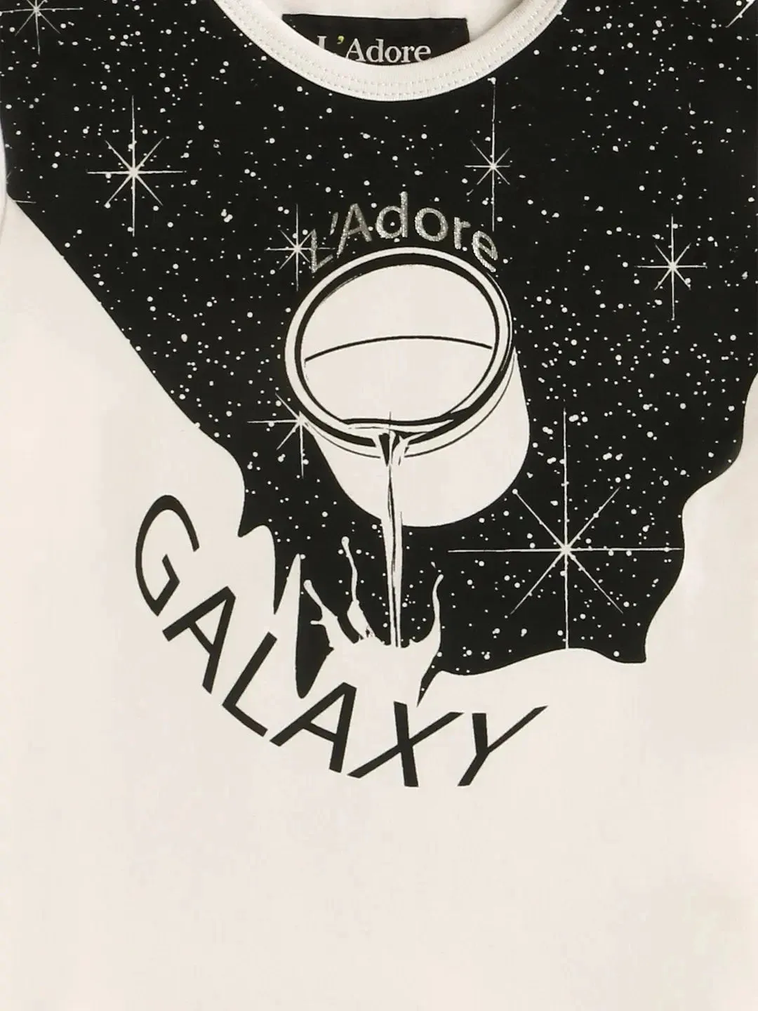 Kids White Galaxy Printed Round Neck Cotton T-shirt