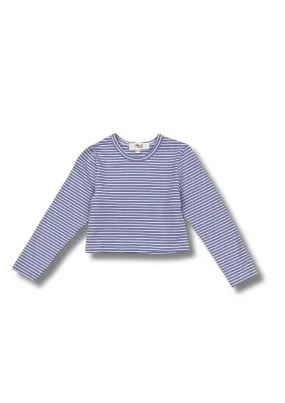 Long Sleeve Stripe Crop Top Lilac