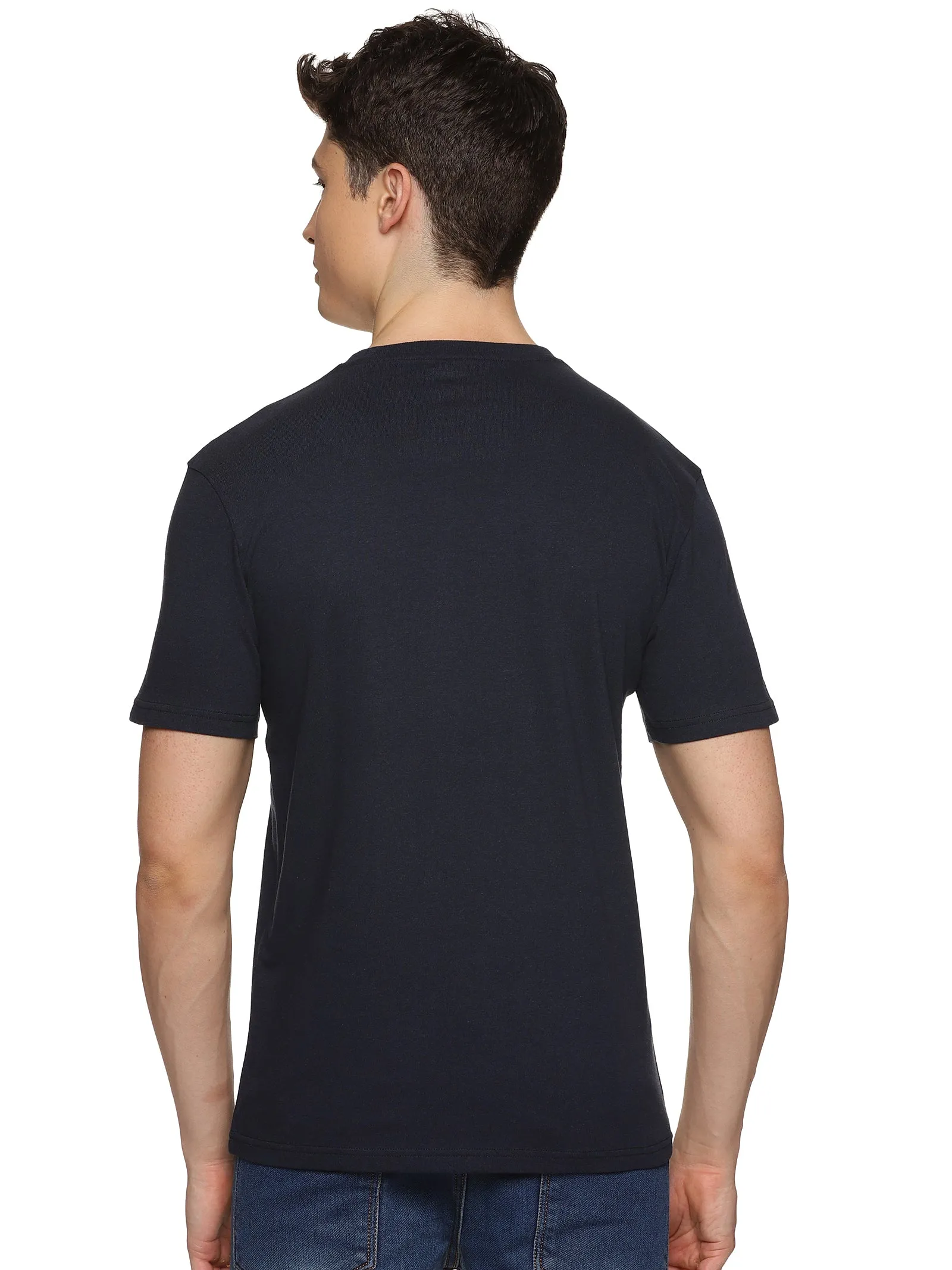 Men Black Printed Trendy Round Neck Organic Cotton Half Sleeve Casual T-Shirt