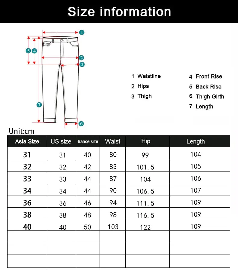 Men's Jeans Casual Straight Stretch Classic Blue Black Denim Trousers