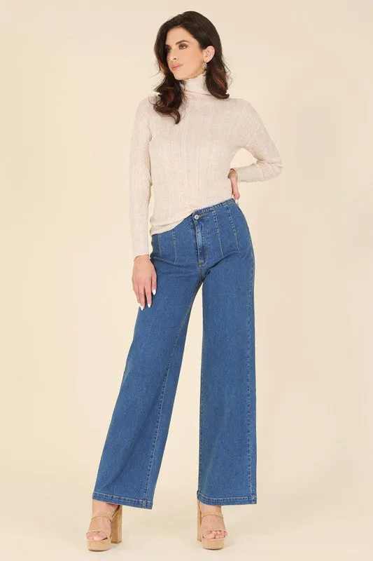 Mesquite Wool blended mock neck sheer sweater