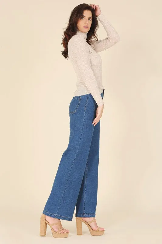 Mesquite Wool blended mock neck sheer sweater