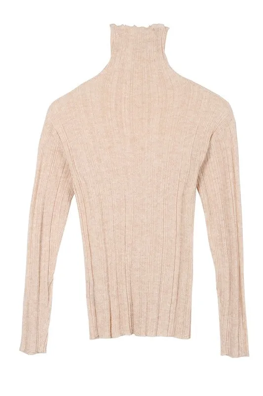 Mesquite Wool blended mock neck sheer sweater