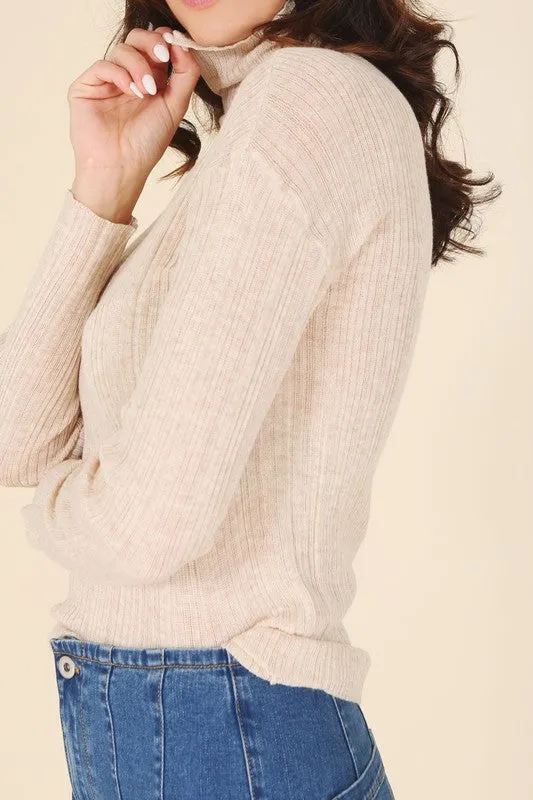 Mesquite Wool blended mock neck sheer sweater